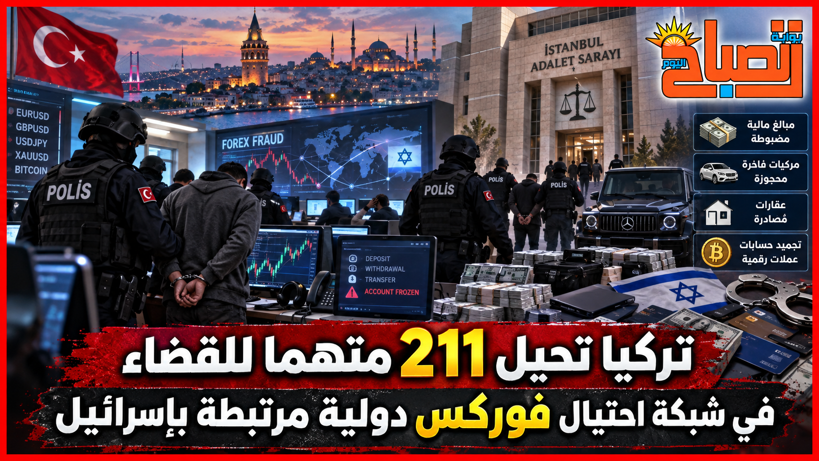 تركيا تحيل 211 متهما للقضاء في شبكة احتيال فوركس دولية مرتبطة بإسرائيل